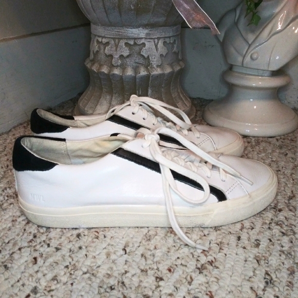 Madewell Delia Sidewalk Black & White Retro Leather Sneakers - Picture 13 of 14